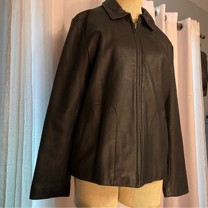 Vintage Eddie Bauer Stine Black Leather Legend Classic Jacket Womens Medium